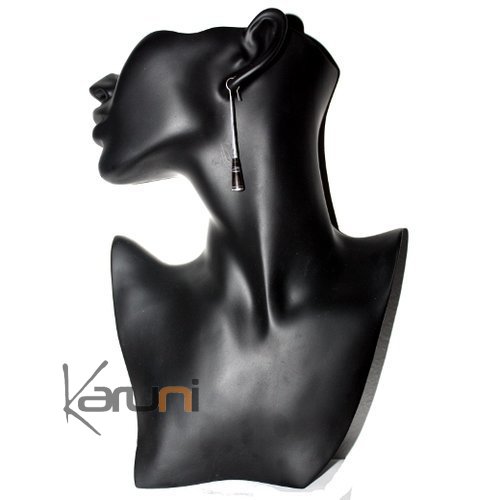 Bijoux Touareg Ethniques Boucles d'Oreilles en Argent et Ebne Massues 08 Rondes Sombres b
