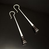 Bijoux Touareg Ethniques Boucles d'Oreilles en Argent et Ebne Massues 08 Rondes Sombres