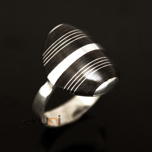 Bague Touareg  en Argent 925 et Rayure d'Ebène Homme/Femme 70