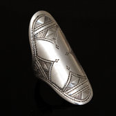 Bijoux Touareg Ethniques Bague en Argent Navette Grave 03