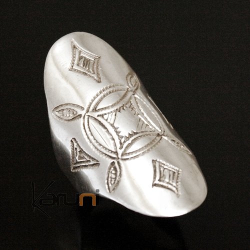 Bague Touareg Navette Gravée en Argent 76