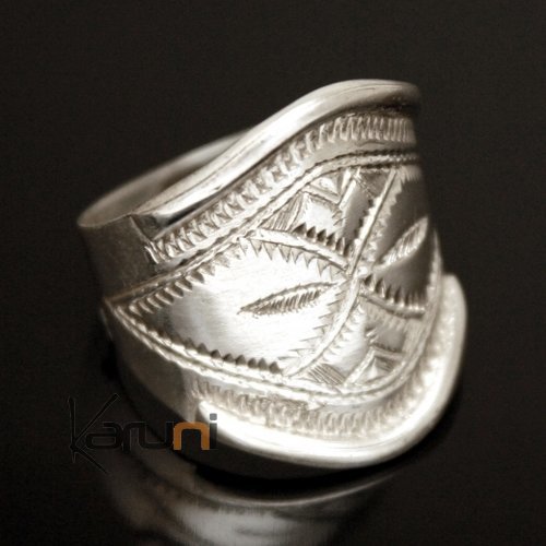 Bague Touareg Anneau large Gravé en Argent Homme/Femme 78