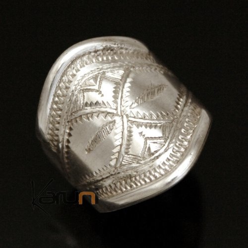 Bague Touareg Anneau large Gravé en Argent Homme/Femme 78