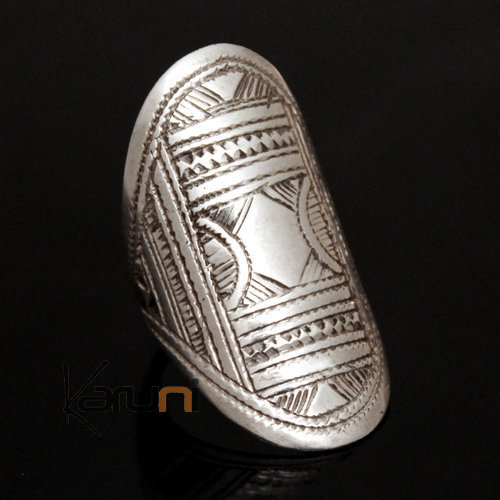 Bague Touareg Navette Gravée en Argent 79