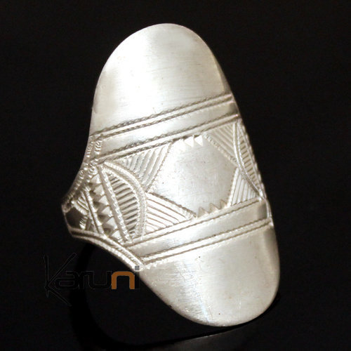 Bague Touareg Navette Gravée en Argent 81