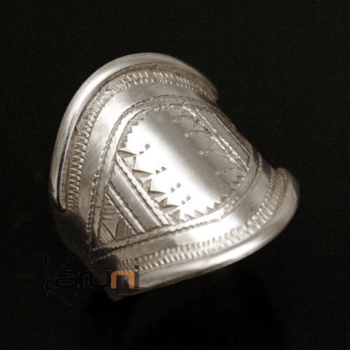 Bague Touareg Anneau Large Gravé en Argent Homme/Femme 82