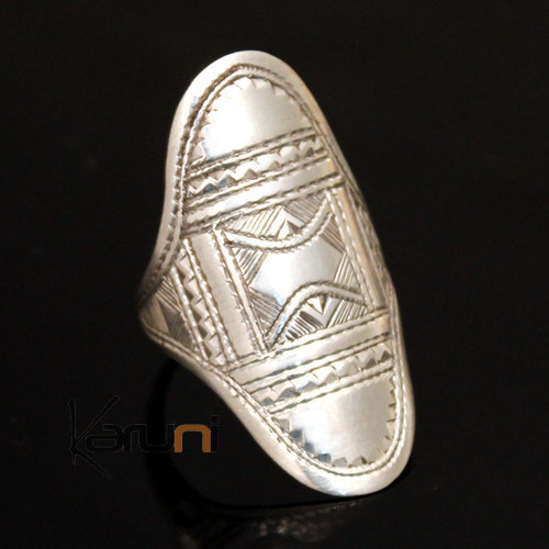 Bague Touareg Navette Gravée en Argent 83