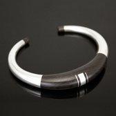 Bijoux Ethniques Touareg Bracelet en argent et bois d'bne Jonc Rond Design Karuni 01 b