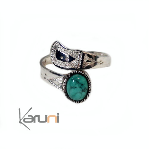 Bague Argent Turquoise Réglable 1068