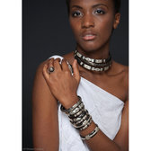 Bijoux Ethniques Africains Bracelet Fin en corne et Argent 925 de Mauritanie Plaques Gravées 01 b