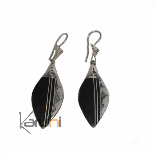 Boucles d'Oreilles Argent et Ebène 5036