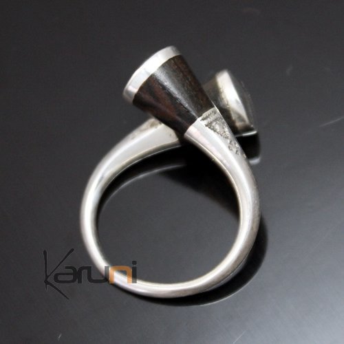 Bijoux Touareg Ethniques Bague Argent bne croise cne grav - KARUNI c