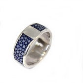 Bague cuir de poisson bleu 2