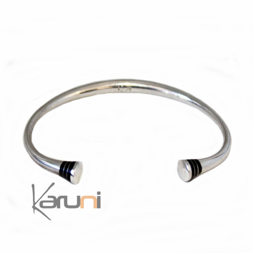 Bracelet Argent Rond Homme/Femme Ebène 3049