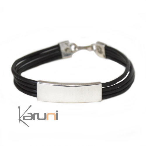 Bracelet Lisse Cuir Argent 3052