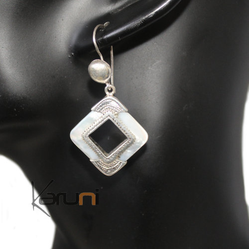 Boucles fantaisie, nacre argent