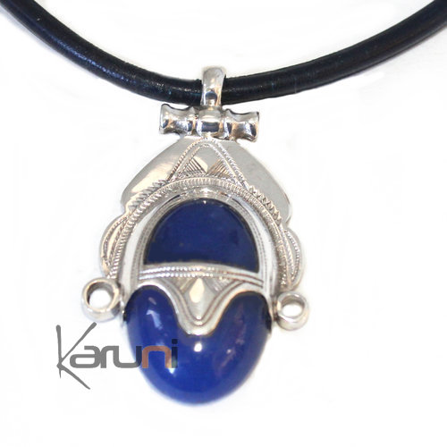 Pendentif argent agate bleue