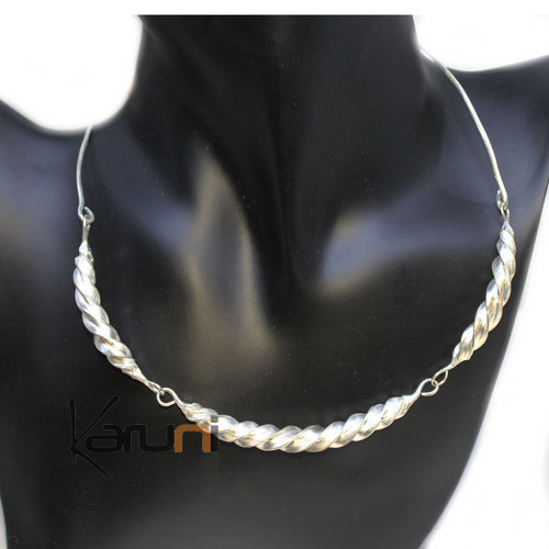 Collier Tour de cou Bronze Bain Argent Peul Fulani Twist 7046