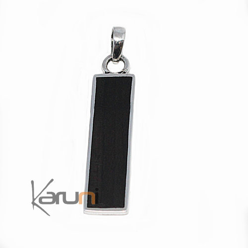 Pendentif argent ebene rectangle