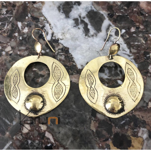 Boucles d'Oreilles Peul Fulani Gravée 5055