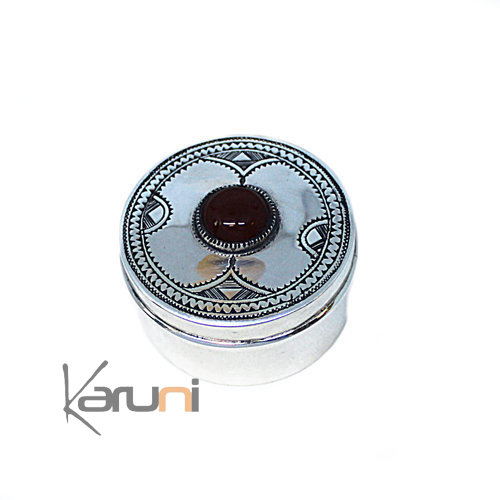 Boite Bijoux Argent Onyx Rouge