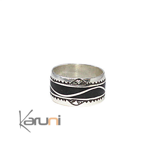 Bague Anneau Alliance homme/femme Argent Ebène KARUNI 1087