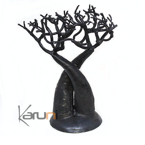 Arbre Porte Bijoux Baobab Amoureux Croisé Metal Recyclé 25cm