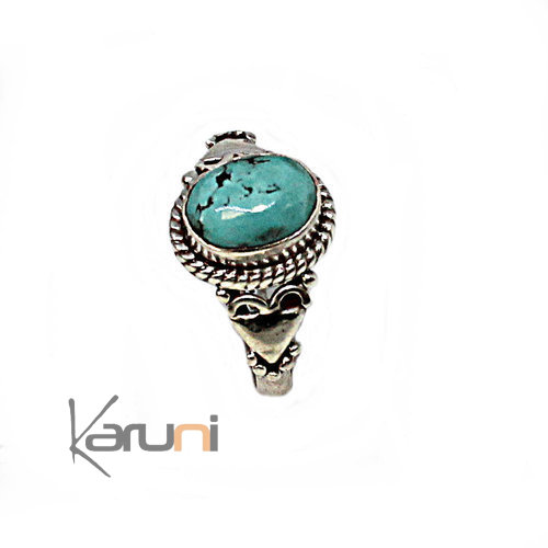 Bague Argent Massif 925 Nepal Turquoise 1089