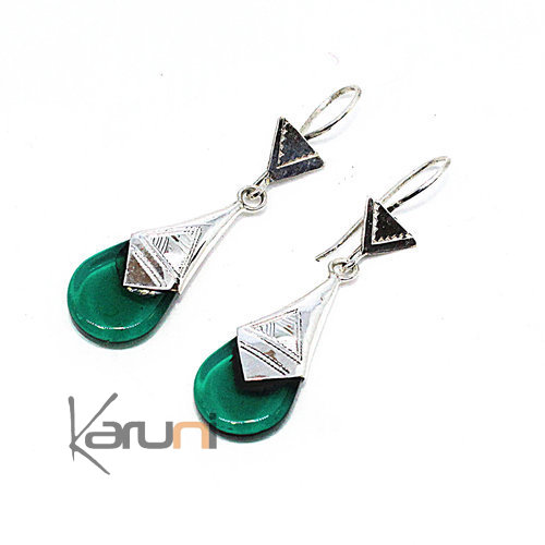 Boucles d'Oreilles Touareg Croix du Sud d'Ingall Argent Verre 5077