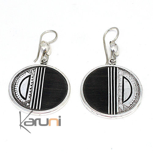 Boucles d'Oreilles Argent Massif Ebène 5083