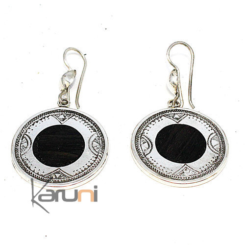 Boucles d'Oreilles Argent Massif Ebène 5084