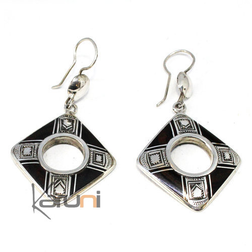 Boucles d'Oreilles Argent Massif Ebène 5085