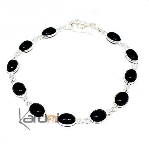 Bracelet Argent Massif 925 Onyx 3093