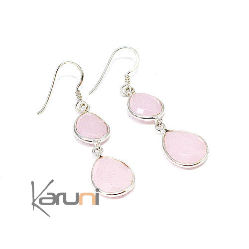 Quartz rose arent massif boucles d'oreilles