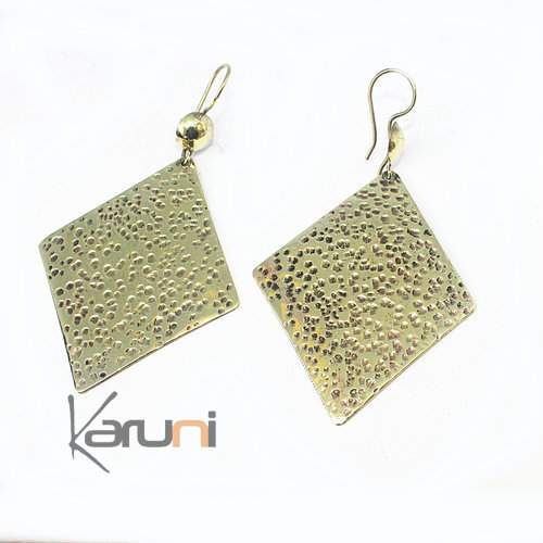 Boucles d'Oreilles Peul Fulani Mali 27 Bronze Dor Losanges