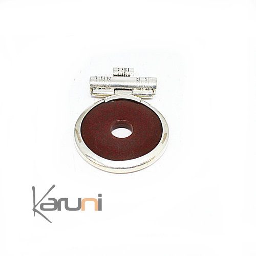 Collier Pendentif Argent Massif Agate Rouge 7049