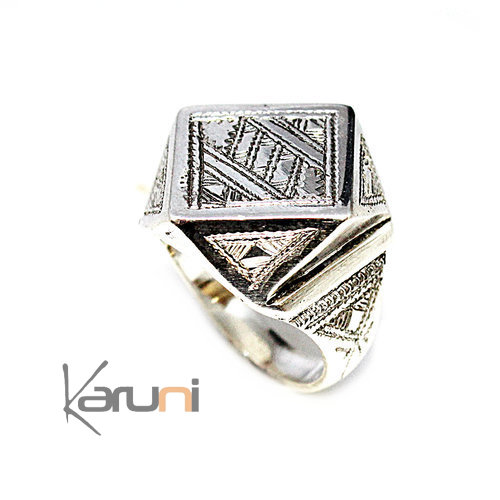 Bague Chevalière Argent Massif Diamant 1115