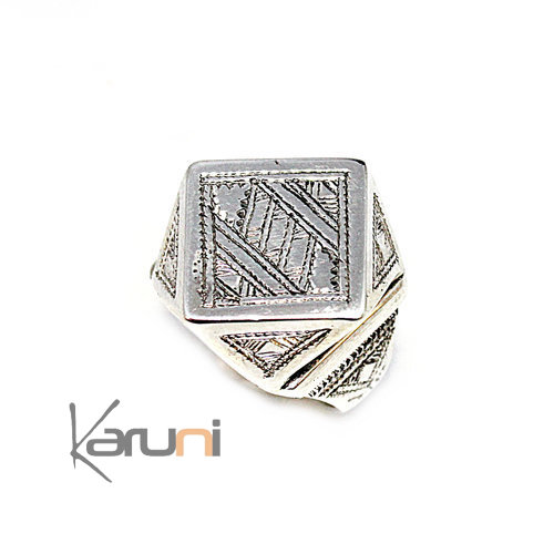 Bague Chevalière Argent Massif Diamant 1115