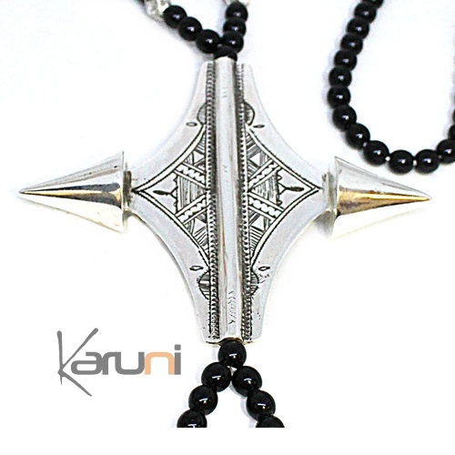 Collier Argent Massif Onyx Noir 7049