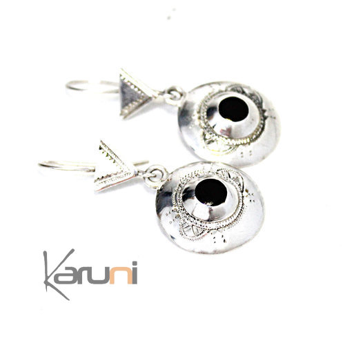 Boucles d'oreilles argent massif ebene rondes