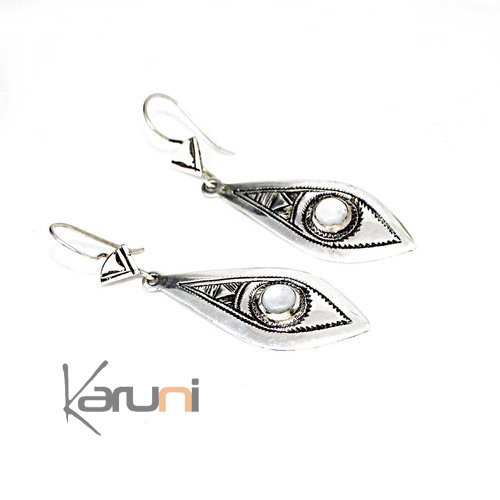 Boucles d'Oreilles Argent Massif Pierre de Lune 5118 Poisson