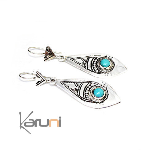 boucles d'oreilles argent 925 turquoise