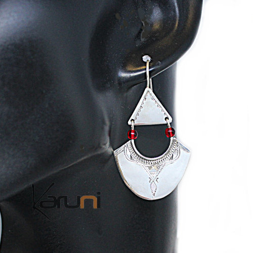 Boucles d'oreilles argent 925 perles rouges