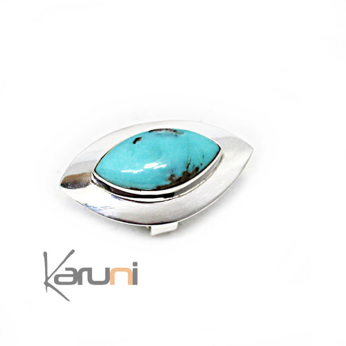 Bague Argent Massif 925 Longue Turquoise 1132