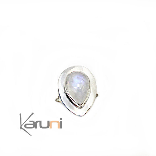 Bague Argent Massif 925 Triangle Pierre de Lune 1133