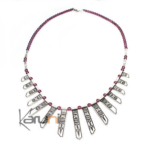 Collier argent massif perles de verre celebra