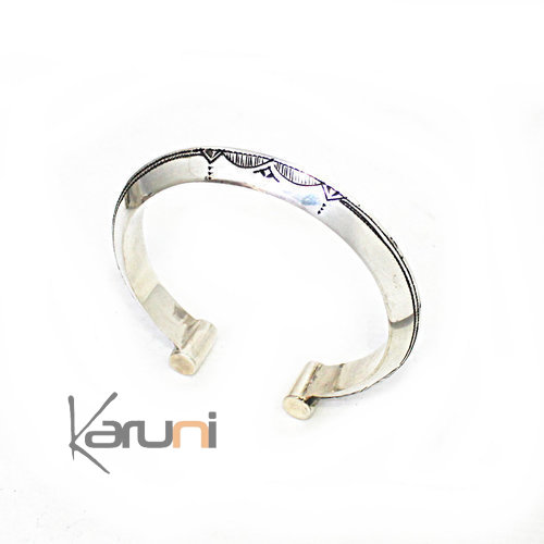 bracelet argent massif grav ethnique