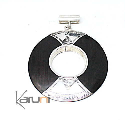 Pendentif Argent Massif Ebène Rond 7053