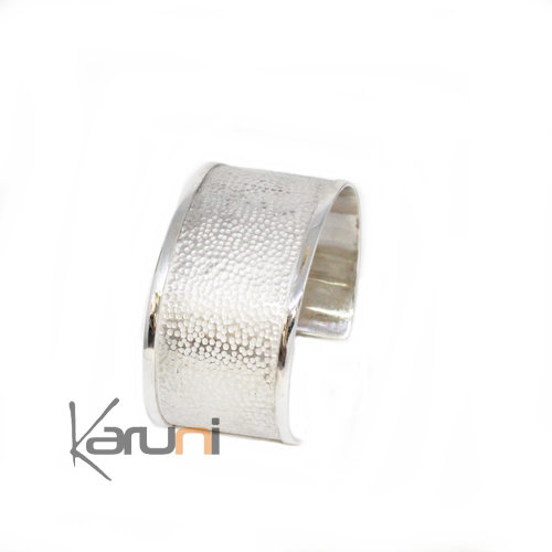 Bracelet Manchette Argent Massif Martelé Teinté 3116