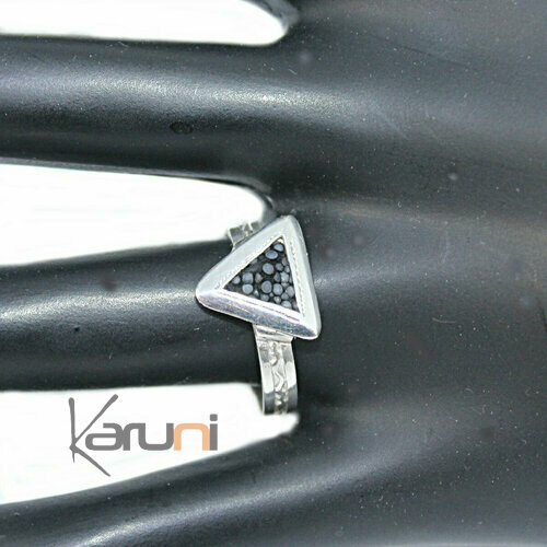 Bague Argent Galuchat triangle 1160